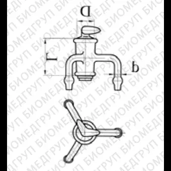 Кран химический, трёхходовой, Yобразный, диаметр 4,0 мм, стекло, Россия, 2802