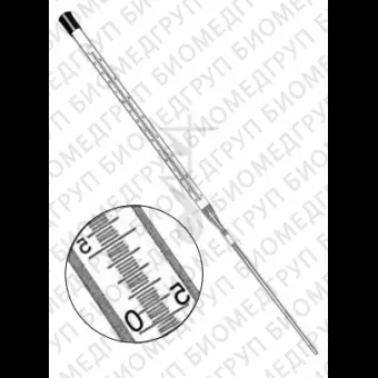 Термометр лабораторный, ц.д.0,5С, стекло, ТЛ7  1, 5...100C, d 16,5/7,5 мм, дл. 385/420 мм, Россия, 200452