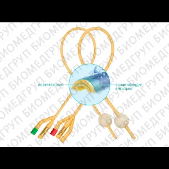Катетер Фолея двухходовой педиатрический с гидрофильным покрытием, Ch/Fr 8, объем баллона 35 мл  Mederen