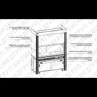 Шкаф вытяжной для работы с кислотами, ширина 150 см, корпус  металлокаркас, столешница  цельная керамика Fridurit, с нагревательным блоком, ЛОиП, ЛАБPRO ШВВП 150.85.245 F20